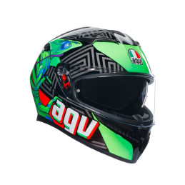 K3 KAMALEON BLACK/RED/GREEN - MOTORBIKE FULL FACE HELMET E2206