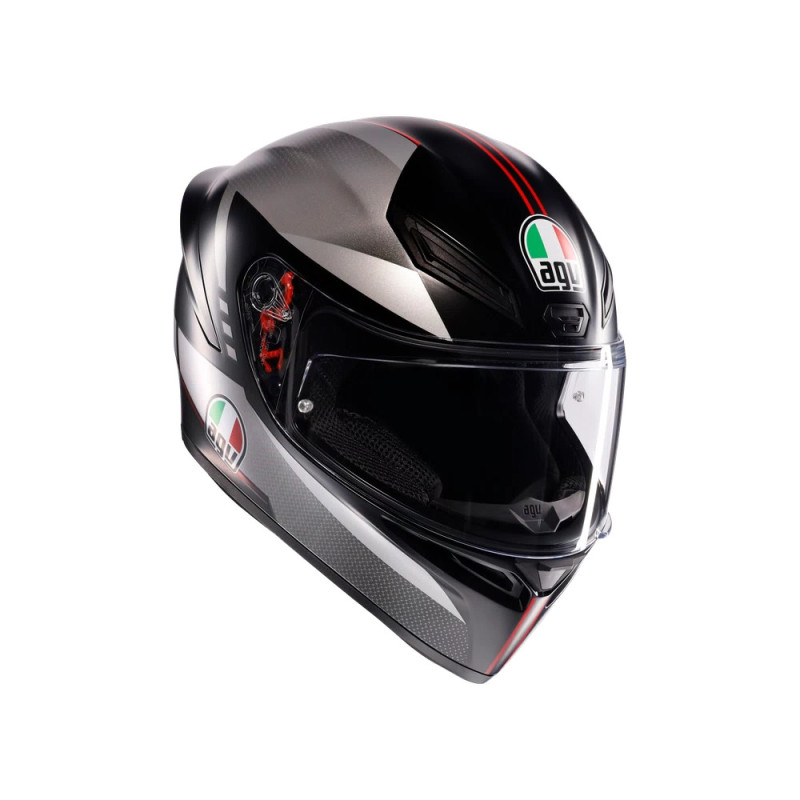 K1 S LAP MATT BLACK/GREY/RED - MOTORBIKE FULL FACE HELMET E2206